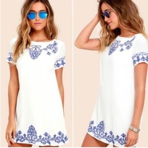 LuLus Tale to Tell Embroidered Shift Dress